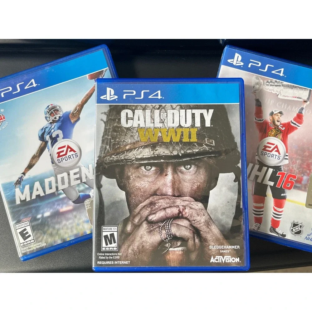 Call of Duty WWII Madden 16 NHL 16 Sony PlayStation 4 PS4 Game Disc Lot of 3